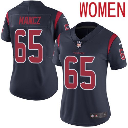 Women Houston Texans 65 Greg Mancz Navy Blue Nike Rush Vapor Limited NFL Jersey